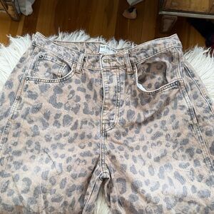 Free People We The Free Leopard Print Barrel Jeans